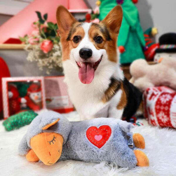 ALL FOR PAWS Little Buddy Heartbeat Toys for Puppy, Dog Snuggle Sheep Toy for Separation Anxiety Relief Behavioral aid Puppy Plush Comfort toy for Pets (Grey Sheep with Heartbeat + Warm Bag) - Image 2