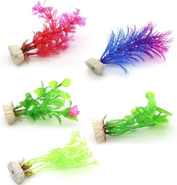 MHYMX Aquarium Decoration, 5PCS Fish Tank Plants Artificial Aquarium Plants Colourful Fish Tank Decorations Underwater Plastic Aquarium Ornaments for Aquariums - Image 4