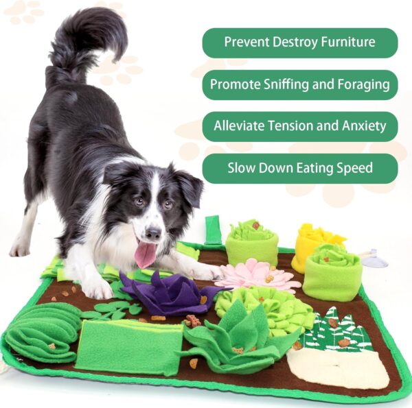 Bokelai Snuffle Mat for Dogs Slow Feeding Mat for Small Medium Dogs - 42 x 42 cm Dog Treat Dispenser Mat Puppy Sniffing Mat Pet Treat Toy Dog Puzzle Brain Training Game Green - Image 3