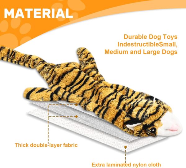 Jeeper Squeaky Dog Toys, 3 Pack no Stuffing Durable Plush Dog Squeaky Chew Toys Set for Puppy Small Medium Large Dogs Playing Making Fun, Wolf, Tiger, Leopard and Lion - Image 6