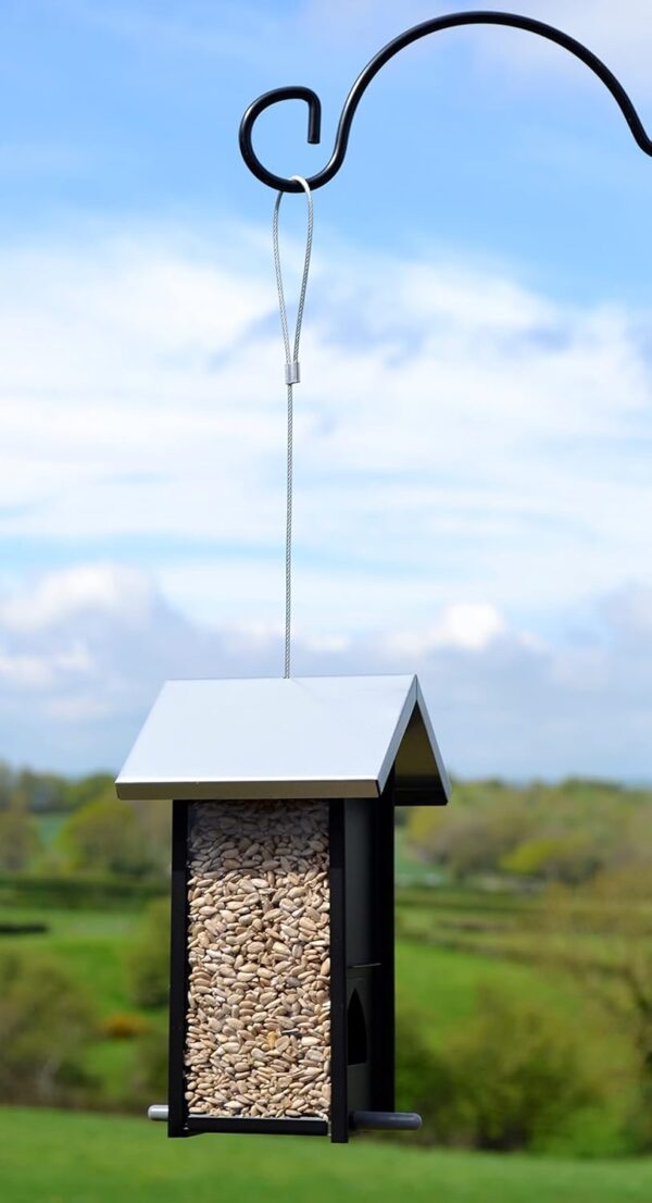 Supa Cambridge Wild Bird Seed Feeder, House Shaped Contemporary Feeder, Ideal For Small & Medium Sized Garden Birds, Black - Image 3