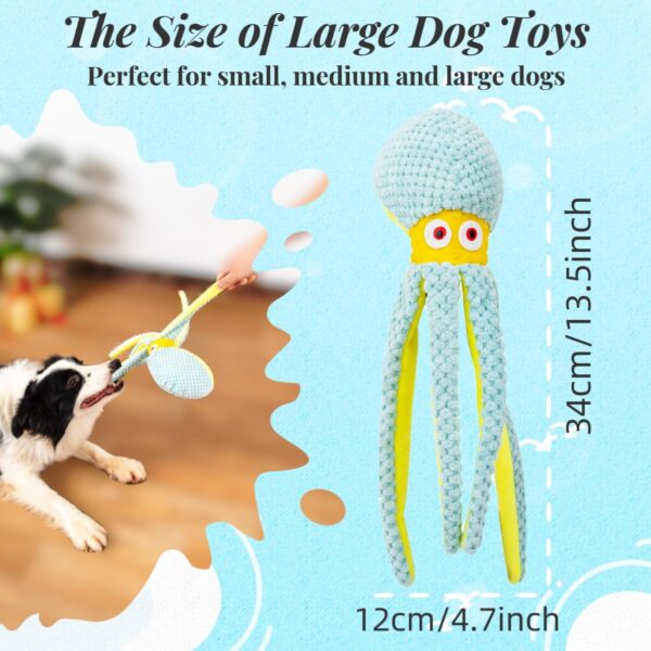 CIIVURR Squeaky Dog Interactive Toys Octopus Plush Toys Upgrade Indestructible Rubber Eyes Pet Training Chew Toy, Entertaining Puppy Teething, Durable Dod Toys for Small, Medium, Large Dogs - Image 4