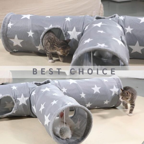 JanYoo Bunny Tunnel Rabbit Hideout Bunny Toys for Rabbits Accessories Guinea Pig Ferret Kitty 3 Ways Collapsible Tunnels - Image 7