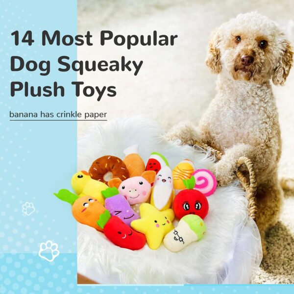 LEGEND SANDY Legend Sandy14 Pack Dog Squeaky Toys Cute Stuffed Plush Fruits Snacks and Vegetables Dog Toys for Puppy Small Dogs - Image 2