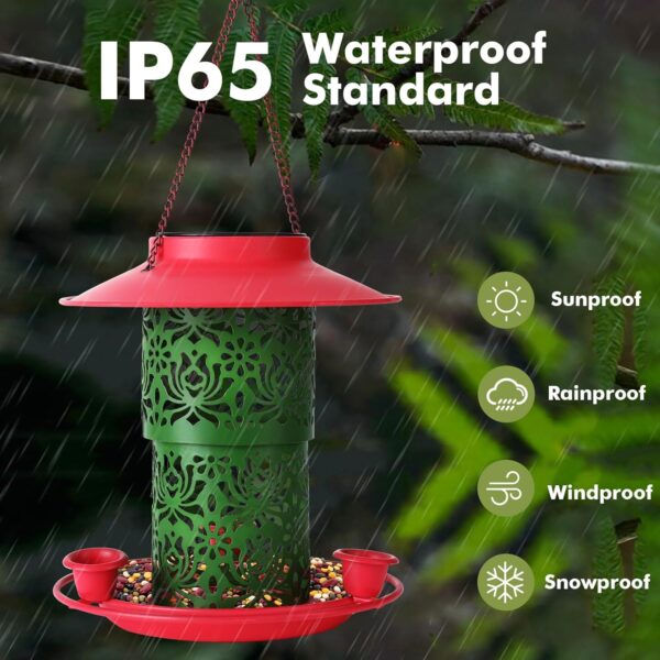 Wikay Bird Feeders Hanging, Bird Seed Feeder, Solar Bird Feeder for Outdoors Hanging, Metal Bird Feeder for Garden, Squirrel Proof Birds Feeder, Garden Decoration, Perfect Ideas for Bird Lovers - Image 5
