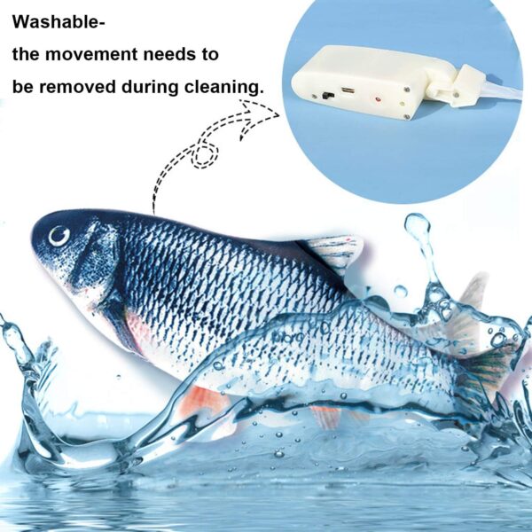 Floppy Fish Cat Toy,Electric Fish Cat Catnip Toy,Plush Simulation Fish Cat Toys for Indoor Cats Pets Flopping/Moving Cat Dog Fish Toy Kitten for Pillow Chew Bite Kick Cat Interactive Toy - Image 5
