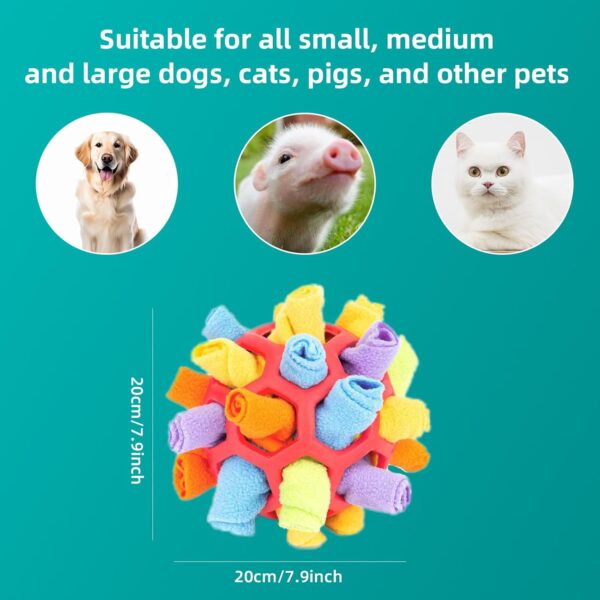 Houkary Snuffle Ball for Dogs, Interactive Dog Toys, Dog Enrichment Foraging Snuffle Ball, Soft Dog Treat Ball, Dog Puzzle Toy, Dog Brain Stimulating Toys for Small Medium Pet Puppy (Red) - Image 2