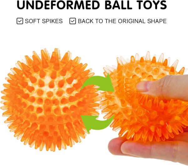Squeaky Balls for Dogs Small Fetch Balls for Dogs Rubber 6 Pack Bright Colors TPR Puppy Toys Dog Toy Balls Dog Squeaky Toys Spike Ball Dog Chew Toys for Small Dogs Pet Toys for Puppy Teething Toys - Image 4