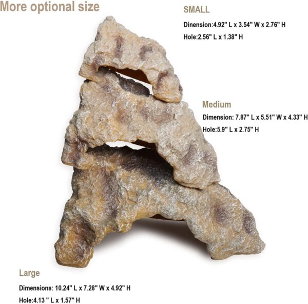 Reptile Hides Rock Reptile Cave Hideout Terrarium Habitat Decor Ornament for Small Lizards Bearded Dragon Snake Turtle Frogs Amphibians Large - Image 6