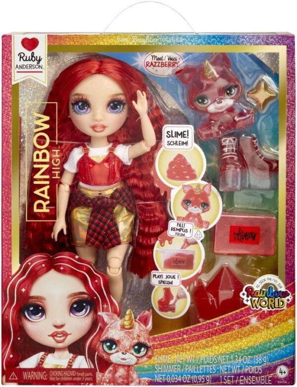 Rainbow High Fashion Doll with Slime & Pet - Ruby (Red) - 28 cm Shimmer Doll with Sparkle Slime, Magical Pet and Fashion Accessories - Kids Toy - Great for Ages 4-12 Years - Image 3