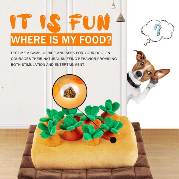 JOYELF Hide and Seek Plush Dog Toys, Interactive Squeak Dog Toys Teething Chew Toys Plush Carrot Field Educational Toys for Small Medium Large Dogs and Cats with 8 Carrots - Image 5