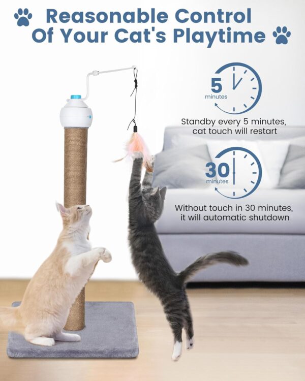 HAPPY HACHI 3 in1 Interactive Cat Toys For Indoor Cats Adult,3 Modes Automatic Cat Toys Kitten, 360°Irregular Rotation-USB Rechargeable Cat Feather Toy Exercise Catcher Hunting - Image 2