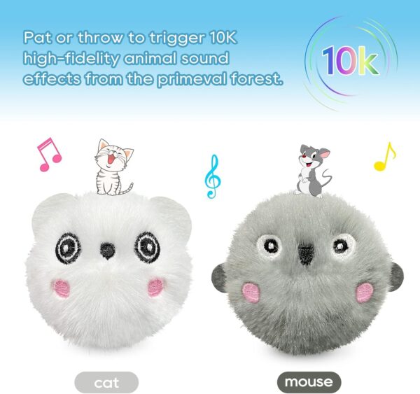 BuntyJoy Cat Toys, Interactive Cat Toys for Indoor Cats Exercise, 2 Pack Fluffy Plush Chirping Balls, Fun Kitty Kitten Kicker Toys - Image 2