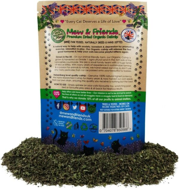 Mew & Friends Catnip - Grown in UK Premium Catnip 100% Organic Naturally Dried | Extra Strong Cat Nip | New 2024 Crop | Cat Toy | Cat Treat | Gift For Cat Lovers - 30g - Image 4