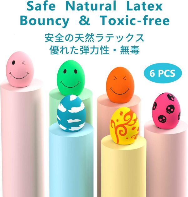 Dog Squeaky Toy, 6 PCS Latex Bouncy Egg Balls with Squeaker for Puppy Small Pet Dogs, Soft Rubber Sound Toys for Interactive Fetch Play - Image 3