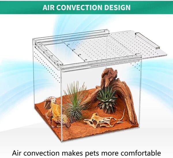KAKOOTI Reptile Terrarium,6.8"*6.8"*6" Reptile Breeding Box, Magnetic Acrylic Enclosure，for Tarantula，Hermit Crab，Jumping Spider，Iguana，Leopard Gecko，Bearded Dragon, Insect, Mantis, Scorpions. - Image 4