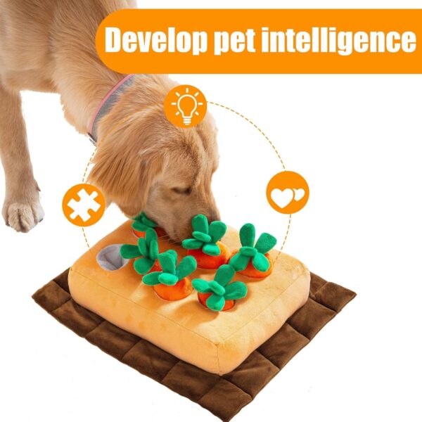 JOYELF Hide and Seek Plush Dog Toys, Interactive Squeak Dog Toys Teething Chew Toys Plush Carrot Field Educational Toys for Small Medium Large Dogs and Cats with 8 Carrots - Image 4