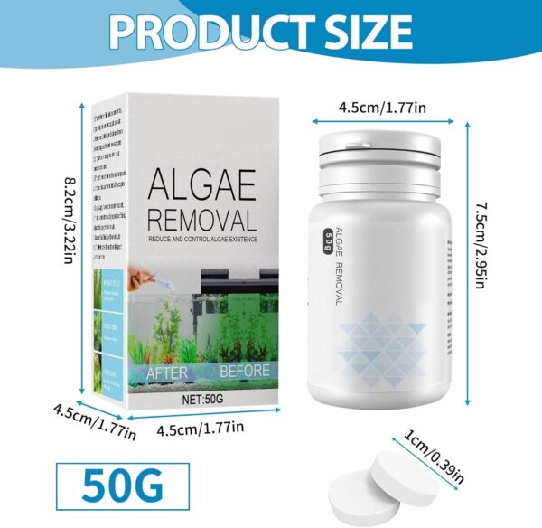 Algae Remover Aquarium,50g Fish Tank Cleaner Algaecide Tablets with Spoon,Clears Green Water,Safe for Fish and Plants,Efficient Aquatic Algae Treatment,Fish Tank Algae Remover for Ponds Fountains - Image 2