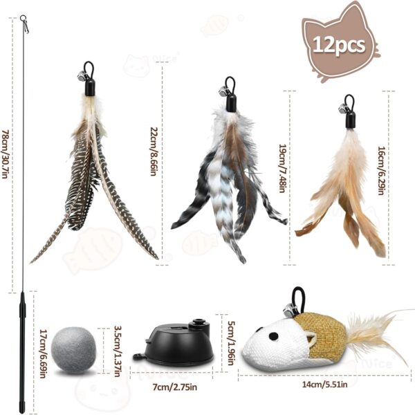 ROSAUI Interactive Cat Toys Set with Feather Wands, Mice, and Suction Cup Rods - Image 2
