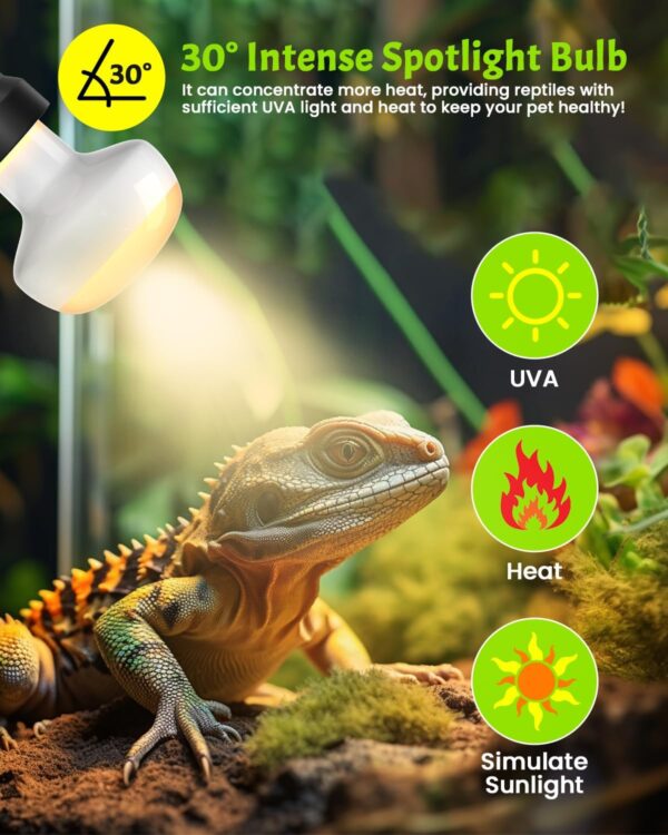 Bonlux Intense Heat Lamp Bulbs 100W, Dimmable UVA Basking Bulb E27 Daylight Reptile Heat Lamp Light Bulb for Lizards Tortoise Snakes Bearded Dragon Aquarium Amphibian (3-Pack) - Image 3