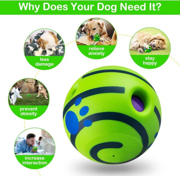 Saintmuci 5.51in Giggle Ball for Dogs,Green Dog Ball for Large,Medium,Small Pet Dogs,Interactive Dog Ball,Dog Ball for Exercise &Training,Squeaky Ball Dog Toy to Keep Dog Happy - Image 3