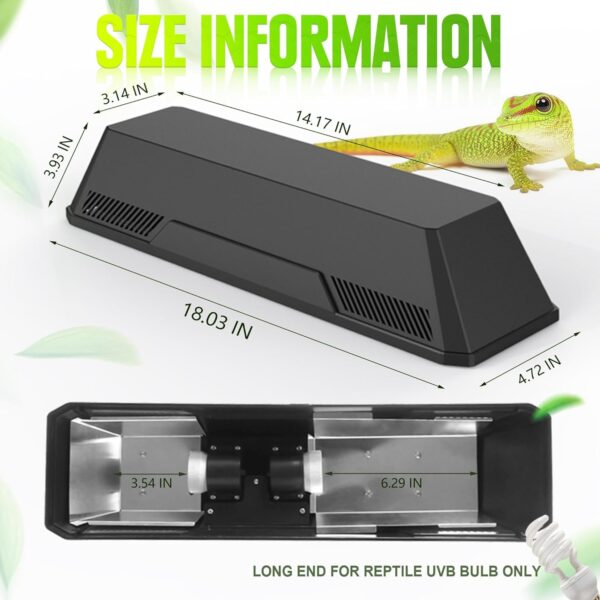 NEPTONION Reptile Terrarium Hood Light Fixture, Dual Lamp Paludrium Hood with Independent On/Off for Reptile Glass Terrariums Suitable UVB UVA Bulb (Without Bulb) - Image 6