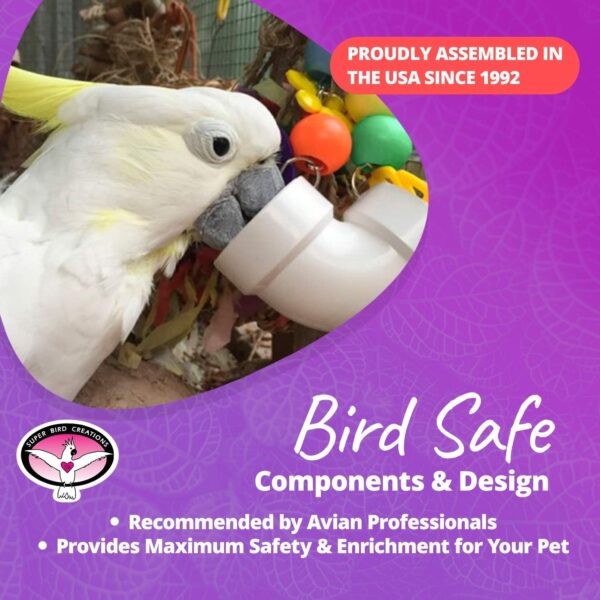 Super Bird Creations SB751 Foraging Puzzle Toy for Parrots, Conures, African Greys - Bird Feeder, Enrichment Activity, Versatile Forager for Mental Stimulation - Durable PVC - Medium/Large, 3”x5”x8 - Image 7