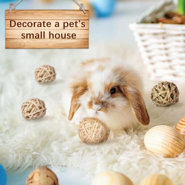 Skylety 15 Pieces Small Animal Chew Ball Toy Rolling Activity Play Balls Bunny Treat Ball Grass Ball Pet Cage Accessories for Rabbits Guinea Pigs Chinchilla Teeth Grinding Gnawing Biting - Image 6