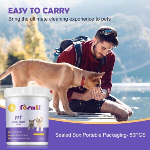 Teeth Cleaning Wipes for Dogs & Cats, Pet Dental Fingers Wipes, Reduces Plaque & Freshens Breath Finger Wipes, Oral Cleansing Teeth Care Finger Cots Wipes Pads for Dogs and Cats - Image 7