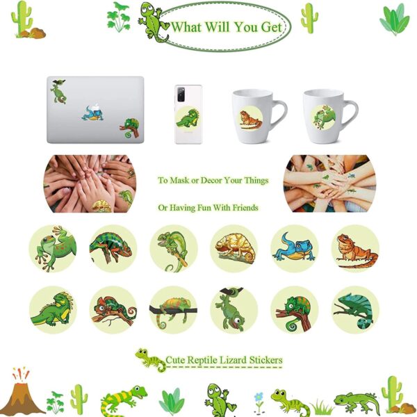 PRATYUS Reptile Lizard Party Decorations, Lizard Jungle Wild Party Supplies with Happy Birthday Banner, Lizard Stickers, Cake Toppers, Balloons for Kids Swamp Safari Animal Theme Party - Image 5