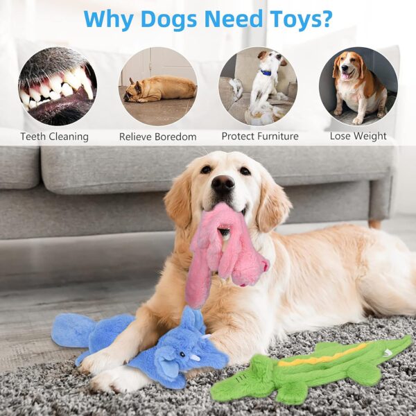 SHOKUTO Dog Toys, Interactive Dog Toys for Boredom for Puppy Small Medium Large Dogs, No Stuffing Crocodile Squeaky Dog Toys, Durable Dog Chew Toys for Teeth Cleaning, Christmas Dog Toys Gifts - Image 5