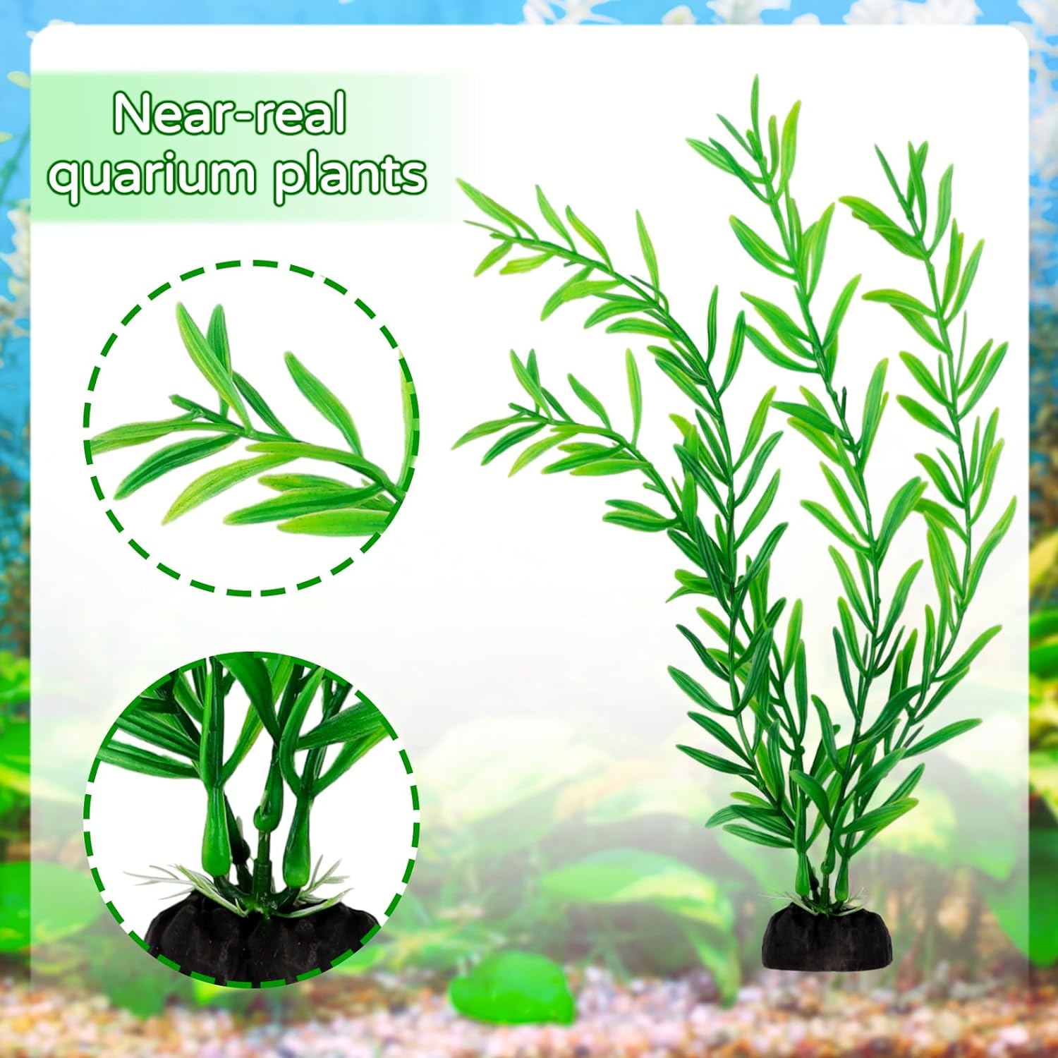 Green Fish Tank Decor Aquarium Plants, QUOZUO 25pcs Fish Tank Decorations Plants, Fish Tank Accessories, Aquarium Decor Artificial Plants, Small to Large - Image 3