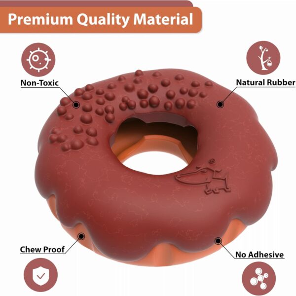 PetBuds Indestructible Dog Toys - Interactive Dog Toys For Boredom - Doughnut Shape Treat Dispenser Dog Toy and Chew Toys For Dogs - 2 in 1 Dog Treat Toy and Dog Chew Toys. (Fleshy Brown, Doughnut) - Image 7
