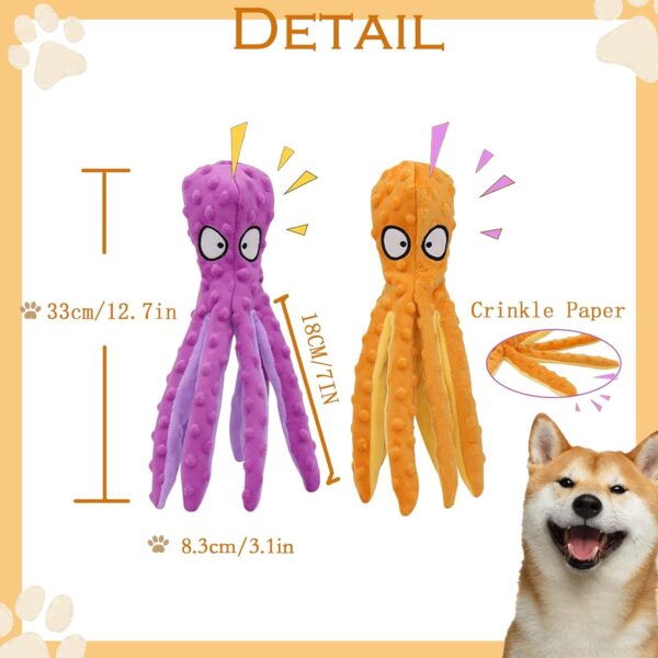 Wonfly Large No Stuffing Dog Toys with Squeakers, Octopus with Crinkle Plush Dog Chew Toys for Puppy Teething, Durable Interactive Dog Toys for Puppies, (Octopus 2pcs) - Image 2