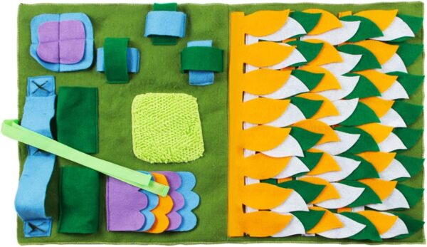 IFOYO Dog Feeding Mat, Dog Snuffle Mat Small Dog Training Pad Pet Nose Work Blanket Non Slip Pet Activity Mat for Foraging Skill, Stress Release Ideal for Dogs (S, Green, 17.7x19.7in / 45x50cm) - Image 5
