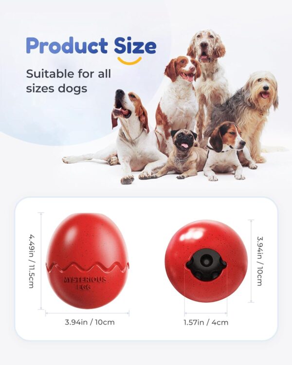 LACCEN Interactive Treat Dispenser Dog Toy, Slow Feeder Toys for Boredom, Durable Dog Chew Toys for Small Medium Large Dogs (Eggshell Shape, Red) - Image 6
