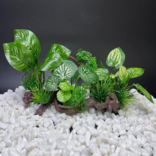 Aquarium Plants Fish Tank Decorations Composite Plastic Artificial Plant Goldfish Waterscape Fish Hides Plastic Driftwood Silk Leaf Set (Wood/Leaf Set) - Image 6