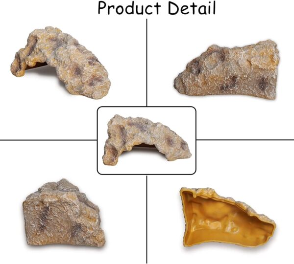 Reptile Hides Rock Reptile Cave Hideout Terrarium Habitat Decor Ornament for Small Lizards Bearded Dragon Snake Turtle Frogs Amphibians Large - Image 3