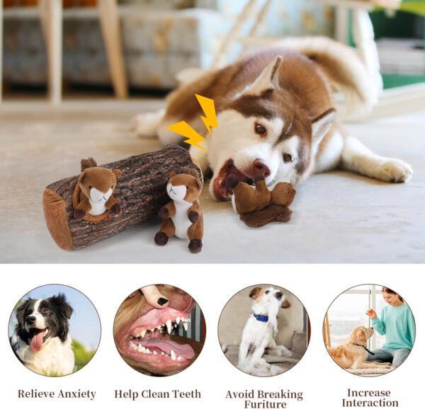 IFOYO Squeak Dog Toys, Large Durable Squirrel Hide and Seek Puzzle Plush Dog Toys for Medium/Small Dogs, Chew Toys for Puppy - Image 3