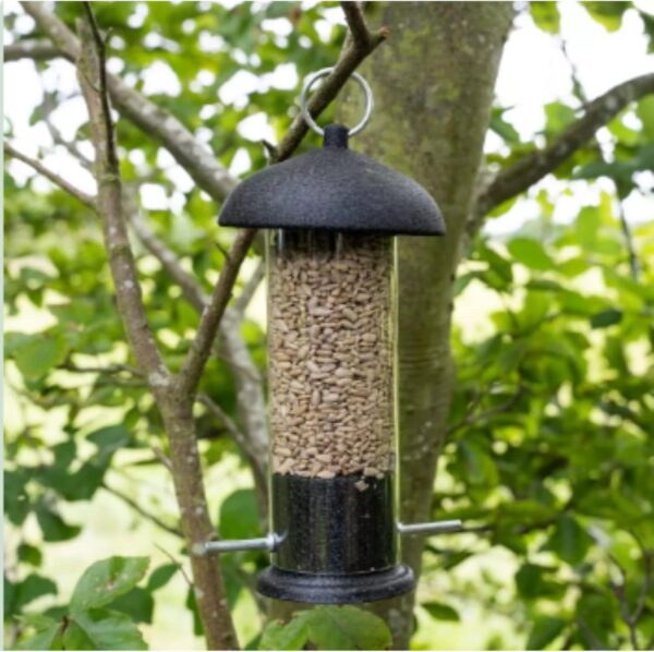 Sunflower Hearts Bird Seed Feeder Set - 1x Sunflower Hearts No Mess Bird Seed 1kg, Black Steel Sunflower Feeder, 1x CHG Guide - High Energy for Small Wild Birds - Image 2