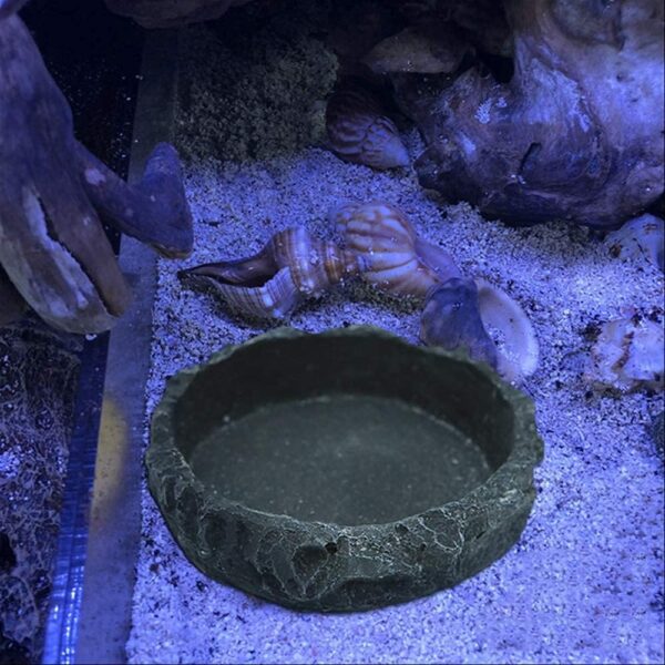 2 Pack Reptile Feeding Bowls, Resin Reptile Rock Bowl, Reptiles Water Tray, Reptile Terrarium Food Dish, Reptile Rock Food, for Reptile Turtle Scorpion Lizard Crabs Pets Supplies (Green and Black) - Image 5