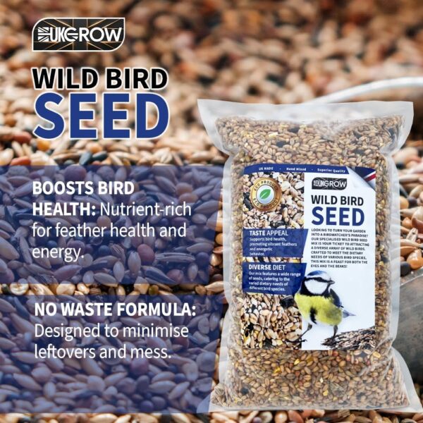 Wild Bird Seed - UKGROW Premium Blend for Garden Birds | Eco-Friendly, Nutrient-Rich Mix | Available in 1L, 2L, 3L, 4L, 5L, 10L, 20L Sizes (1 Litre) - Image 4