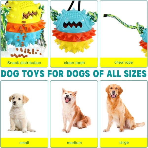 Dog Toys Ball,Interactive Dog Toys Tug of War,Dog Toys for Aggressive Chewers,Dog Self Playing Toys for Boredom With Individually&Removable Suction Cups, Also For Pets Bathing Brushing Playing - Image 3