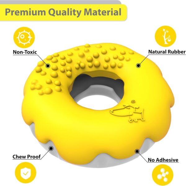 PetBuds Dog Toys Indestructible - Interactive Dog Toys For Boredom - Doughnut Shape Indestructible Dog Toys and Chew Toys For Dogs - 2 in 1 Dog Treat Toy and Dog Chew Toys. (Bright Yellow, Doughnut) - Image 6