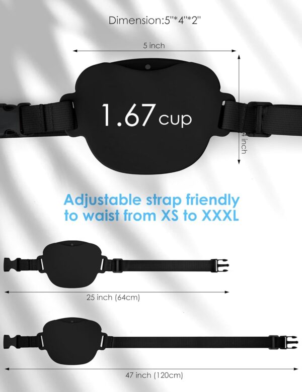 heouvo Dog Treat Pouch with Training Clicker, Upgrade Stronger Magnetic Closure to Avoid Spilling, 1.67 Cup Silicone Treat Bag Fanny Pack with Waist Belt for Pet Training Walking (Black) - Image 6