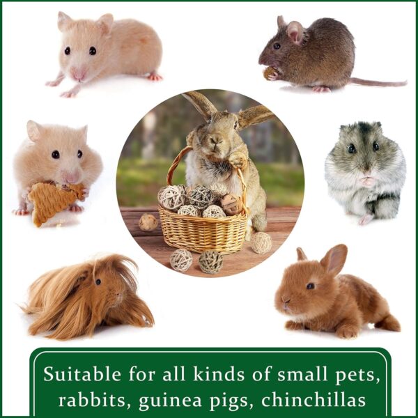 Skylety 15 Pieces Small Animal Chew Ball Toy Rolling Activity Play Balls Bunny Treat Ball Grass Ball Pet Cage Accessories for Rabbits Guinea Pigs Chinchilla Teeth Grinding Gnawing Biting - Image 4