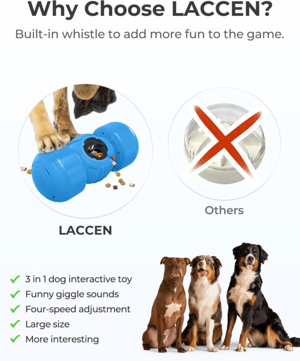 LACCEN Interactive Dog Toy, Rolling Dog Treat Dispenser Slow Feeder, Funny Giggle Dog Puzzle Toy, Reduce Boredom Improve IQ, Dog Treat Toys for Boredom Medium Large Dogs (Blue) - Image 4