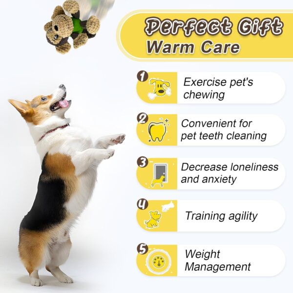 lifefav Dog Toy Low Stuffing, Small Dog Toys For Boredom, Puppy Toy With Squeaker Rubber Ball Body, Interactive Dog Plush Toys, Puppy Chew Toys (Monkey) - Image 4