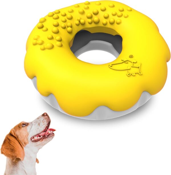 PetBuds Dog Toys Indestructible - Interactive Dog Toys For Boredom - Doughnut Shape Indestructible Dog Toys and Chew Toys For Dogs - 2 in 1 Dog Treat Toy and Dog Chew Toys. (Bright Yellow, Doughnut) - Image 8