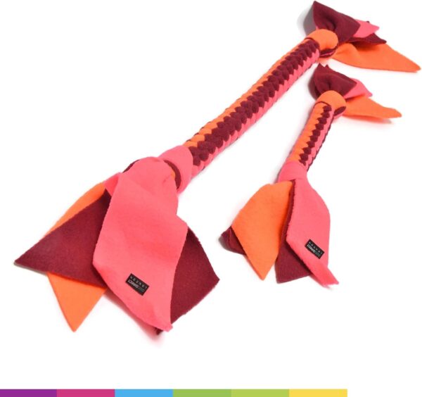 DogDirect London, DOG TUG TOY Tugger Tug Chase Rope SMALL: 45cm/17in, LARGE: 75cm/29in, Soft plaited Flexible FLEECE DOG TOYS Ideal FOR TRAINING, PUPPY PLAY, HAND MADE (Small, Orange) KAS4 - Image 2
